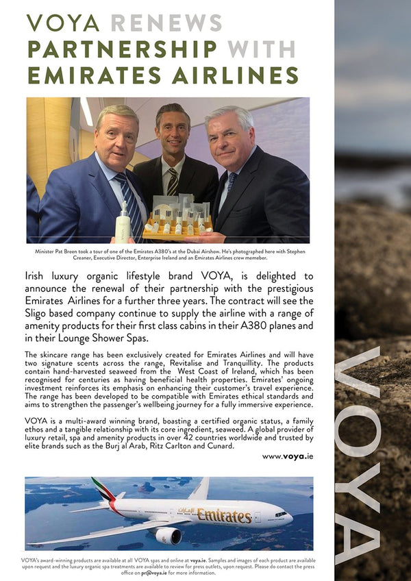 VOYA Renews Partnership with Emirates Airlines - Voya Skincare