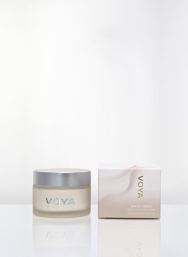 voya skincare USA restorative night cream with outer box, organic formulation
