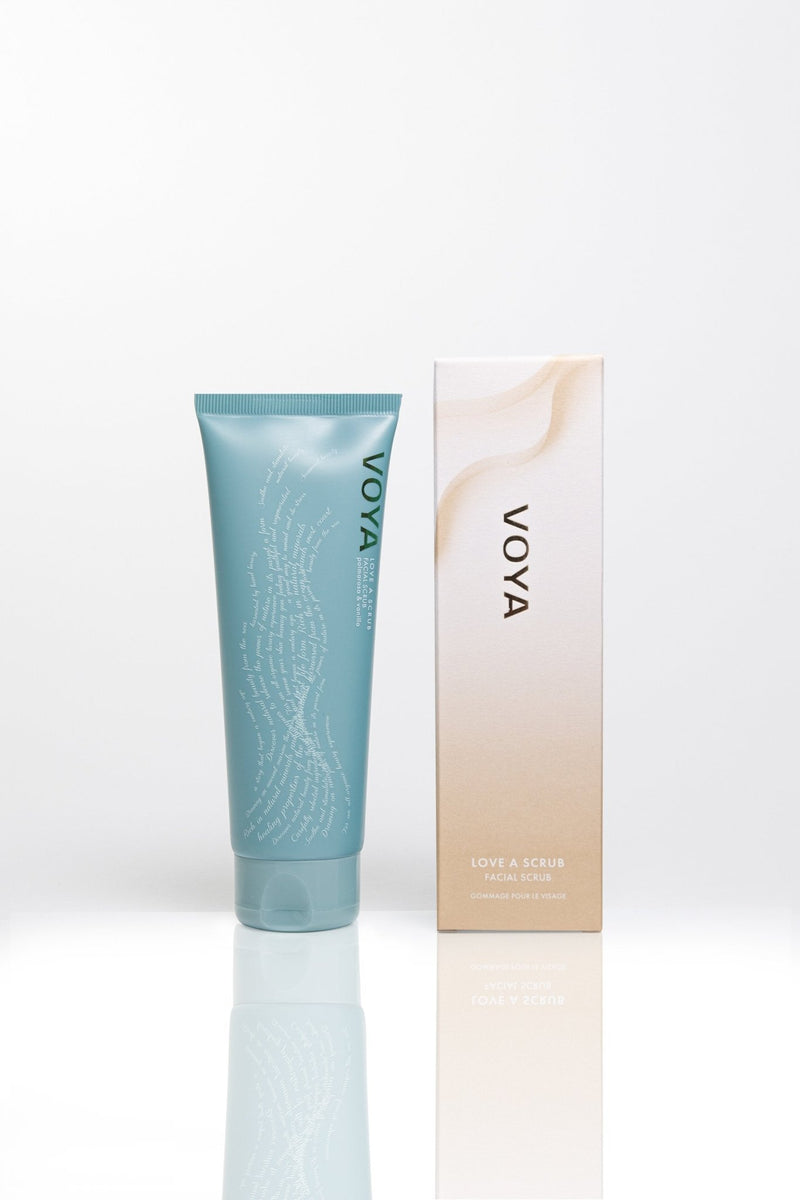 Love a Scrub natural face scrub with outer packaging, VOYA Skincare USA