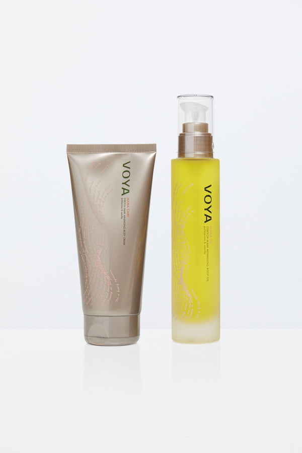 VOYA Skincare USA stretch mark minimizing body oil and lotion bundle