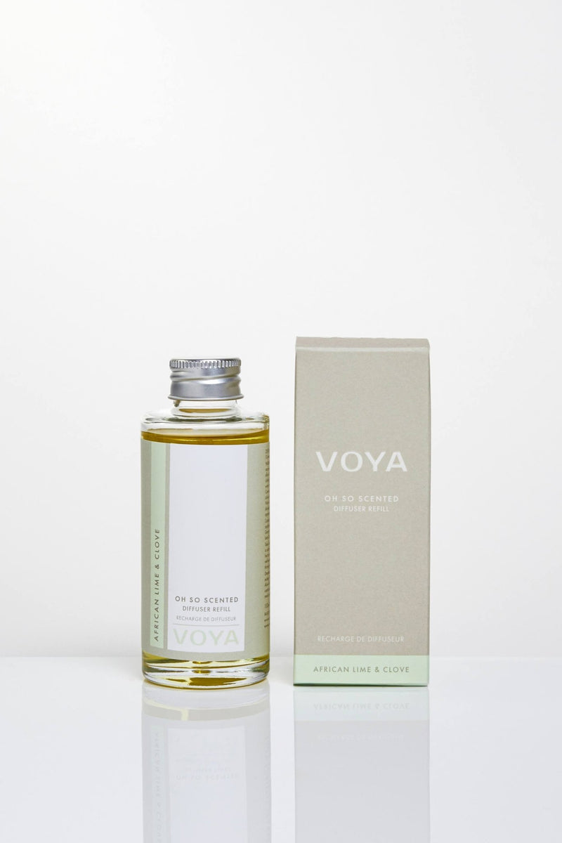 VOYA Skincare USA African Lime and Clove Reed Diffuser Oil Refill with outer packaging